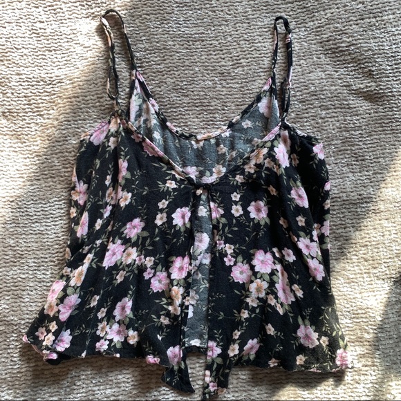 American Eagle Flowery Tank Top Slit Back - Picture 3 of 4